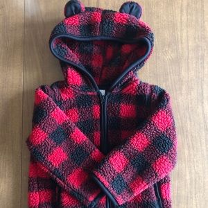 Wonder Nation Buffalo Check Fleece Hoodie - 18 mos